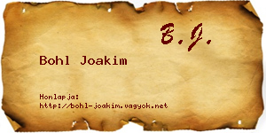 Bohl Joakim névjegykártya